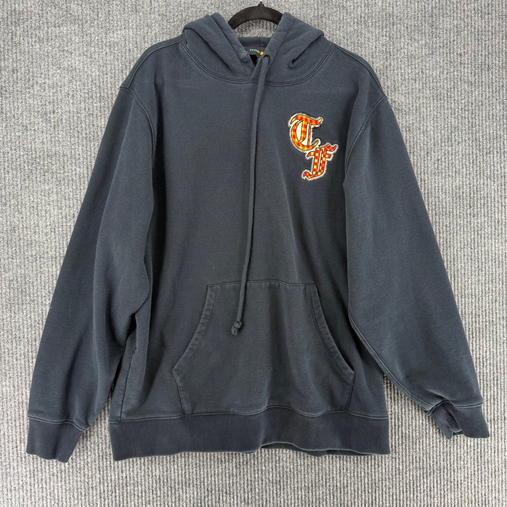 Teddy Fresh hoodie TF logo patchwork streetwear sweatshirt mens XL embroidered